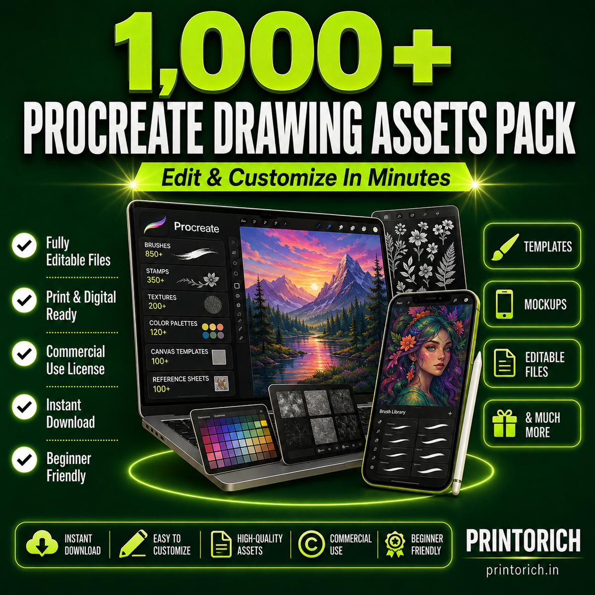 Procreate Drawing Assets Pack