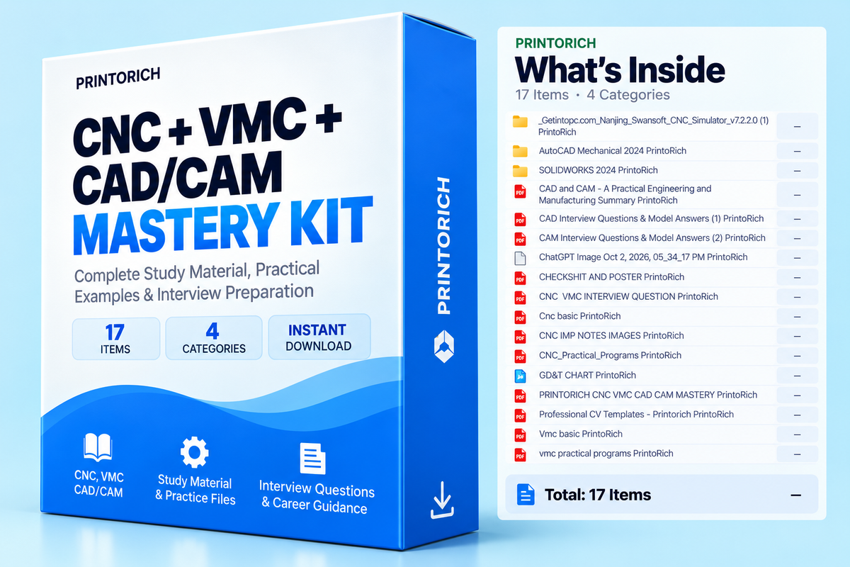 CNC VMC CAD/CAM Mastery Kit | Complete Mechanical Career Bundle