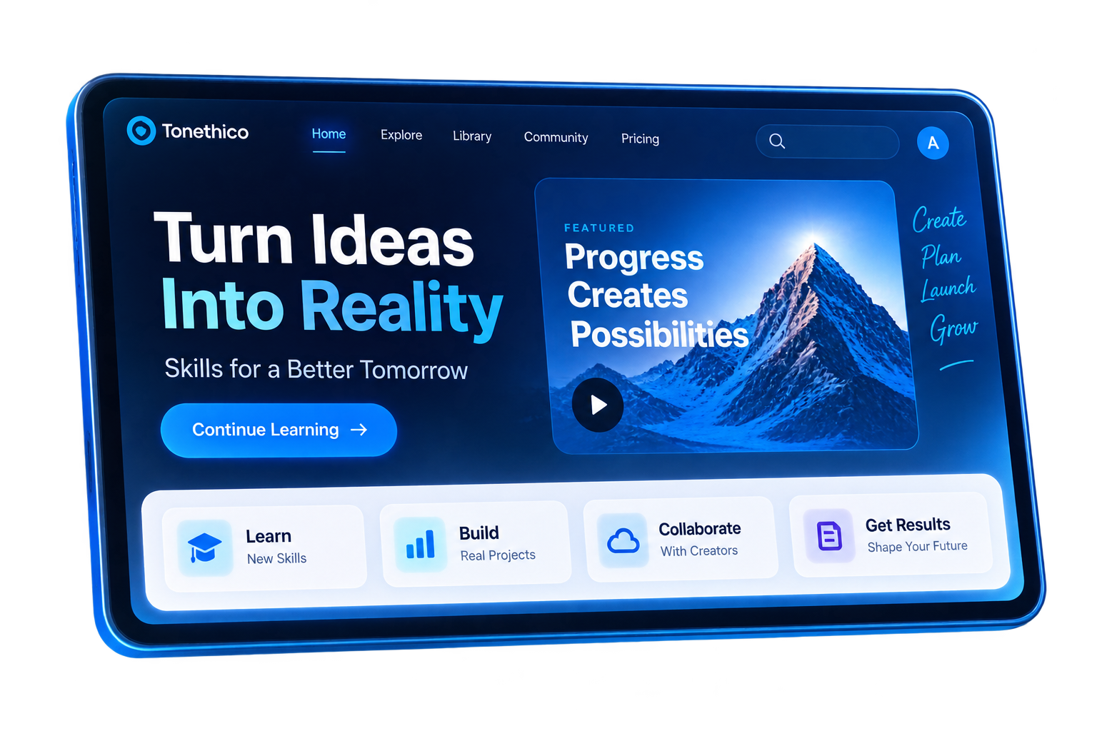 Turn Ideas Into Reality dashboard